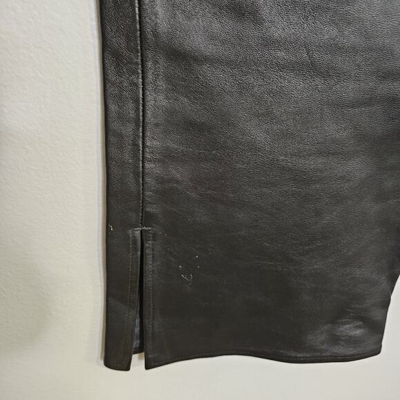 Vtg Y2k CACHE Womens 100% Leather Pants Size 8 Black Bootcut Retro Rock Boho - Picture 6 of 11